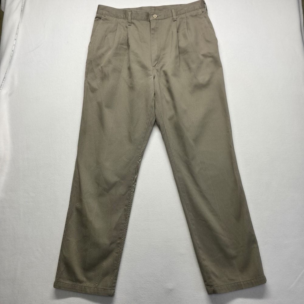Wrangler Riata Men's Brown Pleated Wrinkle Resistant Pants Size 36X32 (35X32)